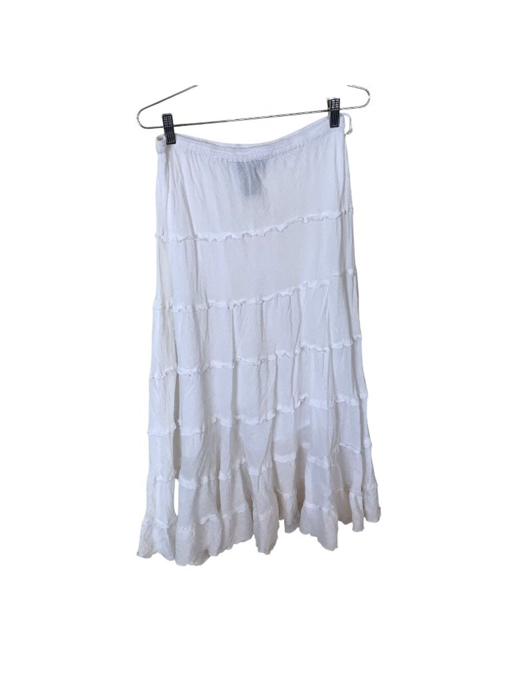 Bohemian Cafe White Cotton Skirt Tiered Maxi Medium Lightweight Womens India